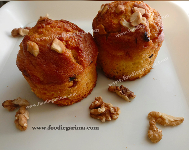 Eggless Muffins Recipe | Easy Muffins Recipe With Cashews, Raisins and Walnuts