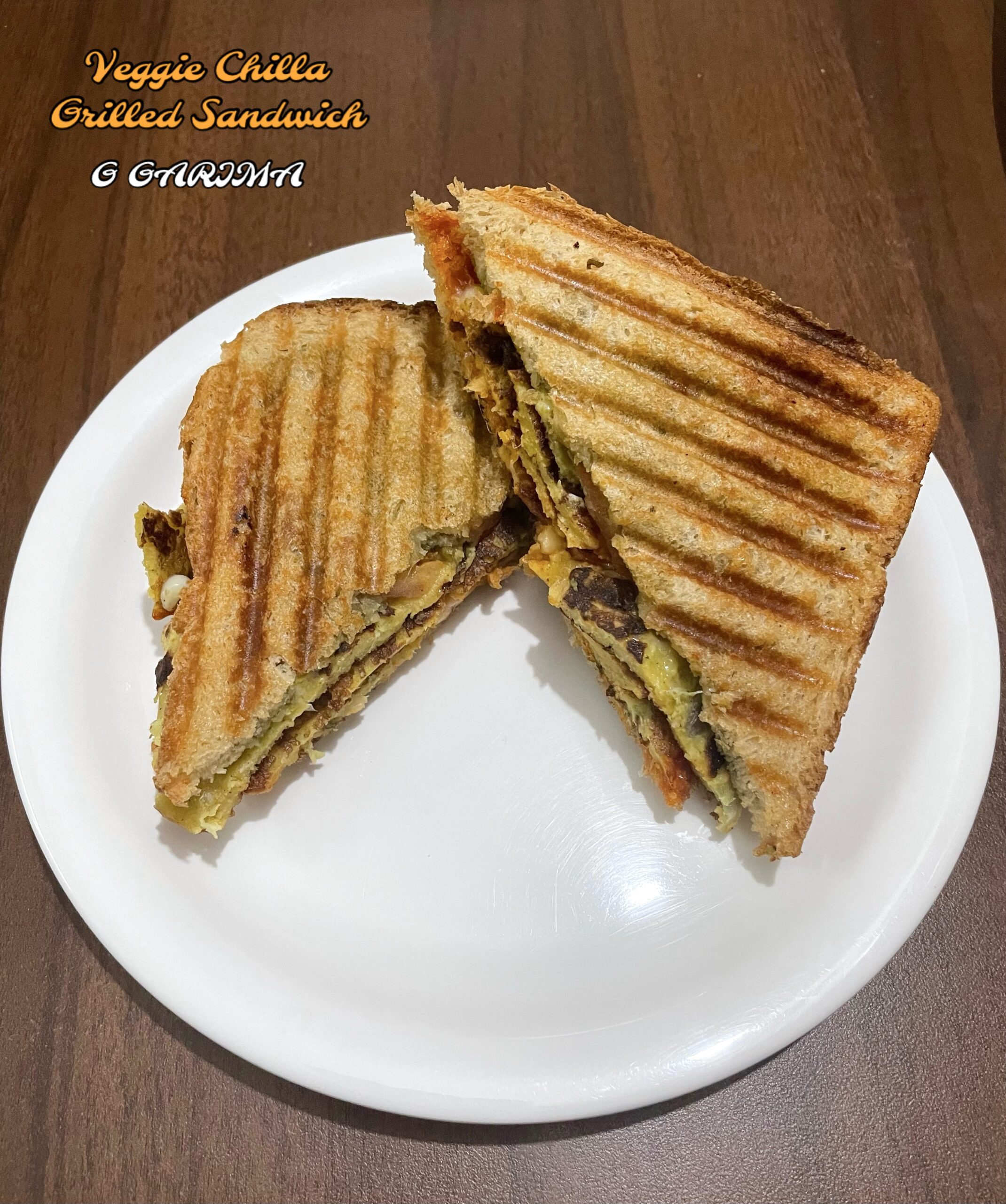 Grilled Sandwich Layered with Veggie Chilla Recipe